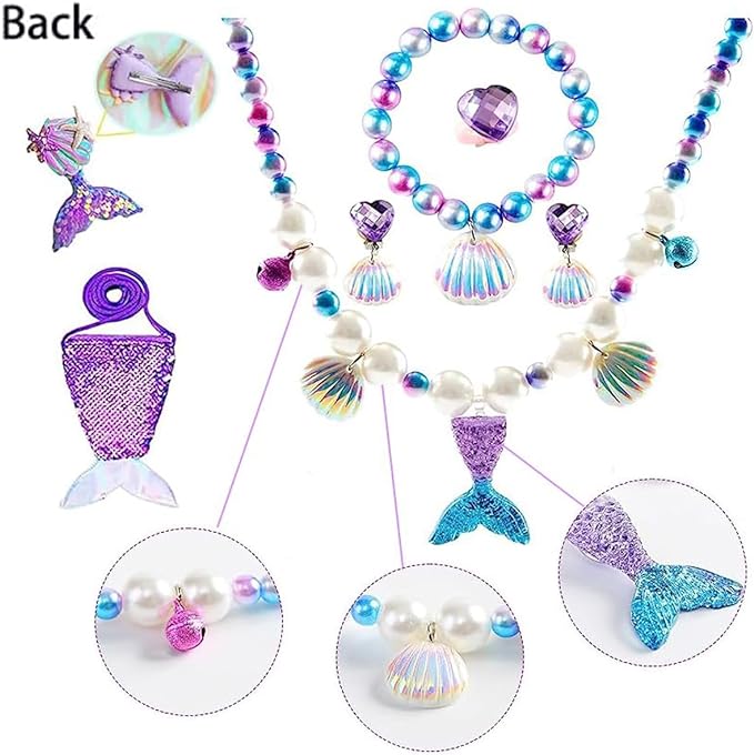 Little Girls Princess Mermaid Costume for Girls Dress Up with Accessory for Christmas Birthday Party Supplies Purple-Blue