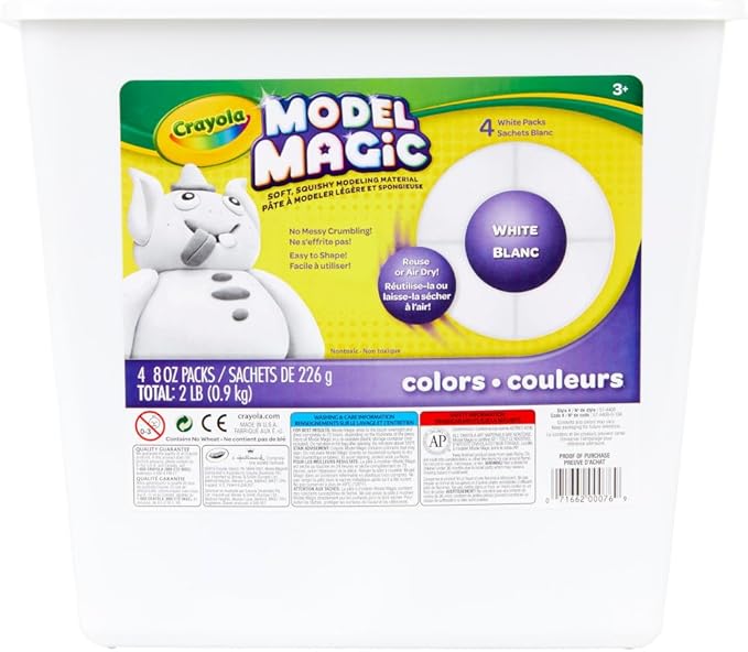 Crayola Model Magic White, Modeling Clay Alternative, Reusable Sculpting Material, Air Dry, Kids Arts & Crafts Supplies, 2lb Bucket, Easter Crafts