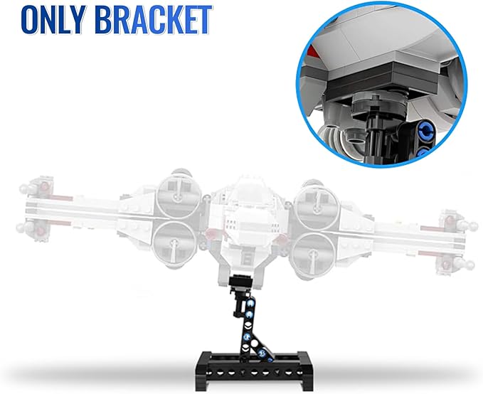 Display Stand for Lego X-Wing Fighter 75301 Building Kit, Stand for Lego TIE Bomber 75347, Stand for Lego Mando N-1 Fighter 75325, Adjustable Angle Bracket Toy for Kids Aged 6+, 2 Pack