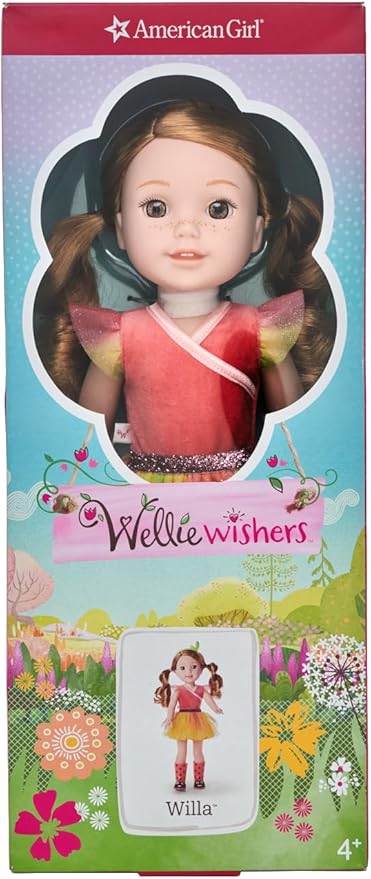 American Girl WellieWishers 14.5-inch Willa Doll with Coral Leotard, Mesh Skirt, Headband, and Boots, For Ages 4+