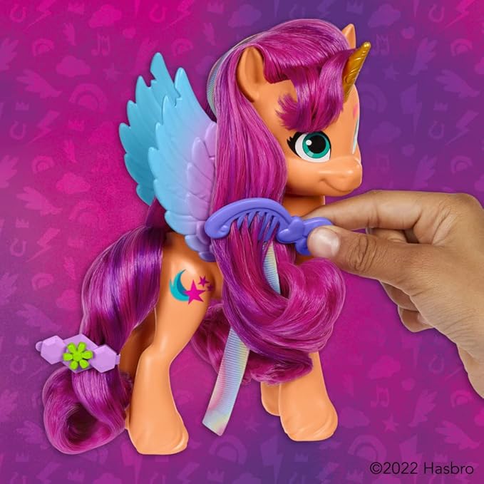 My Little Pony Toys: Make Your Mark Sunny Starscout Ribbon Hairstyles, 6-Inch Orange Pony Toy, Toys for 5 Year Old Girls and Boys and Up, with Hair Styling Accessories