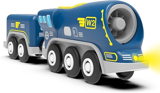 Z MAYABBO Battery Operated Locomotive Trains for Wooden Tracks, Powerful Engine Toy Train Vehicle for Railway Track, Science Fiction Train Car Series Fit All Brands Railroad (Battery Not Included)