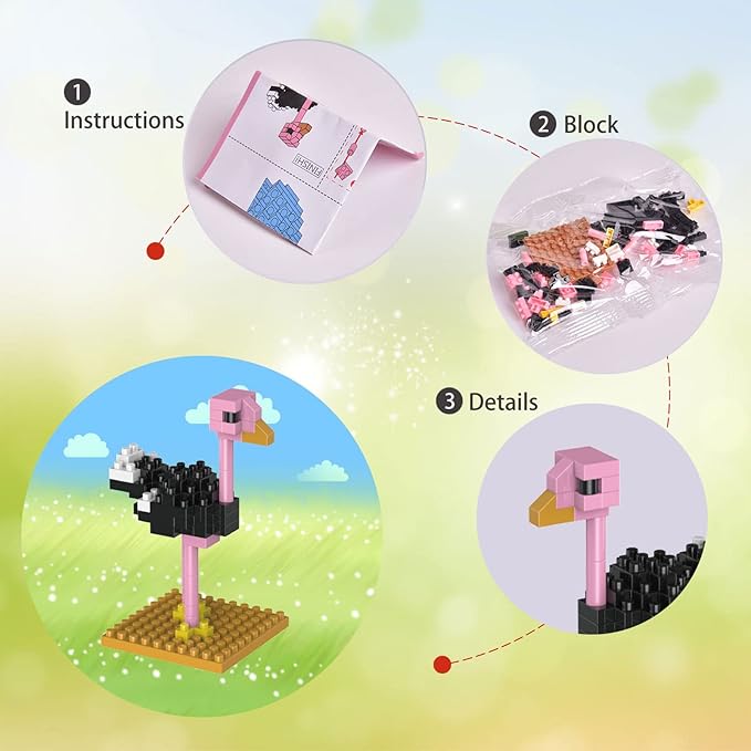 FUN LITTLE TOYS Mini Animals Building Blocks Sets for Goodie Bags, Prizes, Birthday Gifts, Party Favors for Kids 12 Boxes Christmas Stocking Stuffers