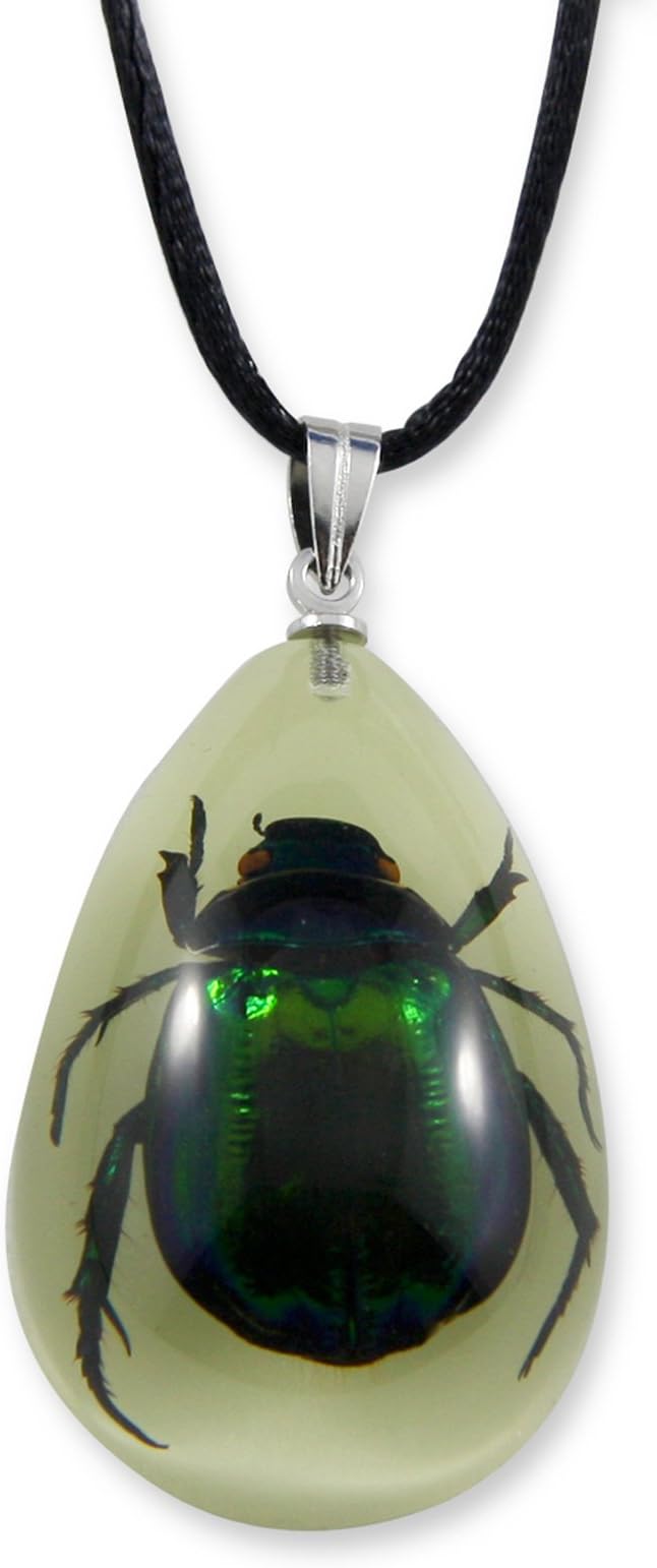 REALBUG Green Chafer Beetle Glow in The Dark Necklace, Small , Black