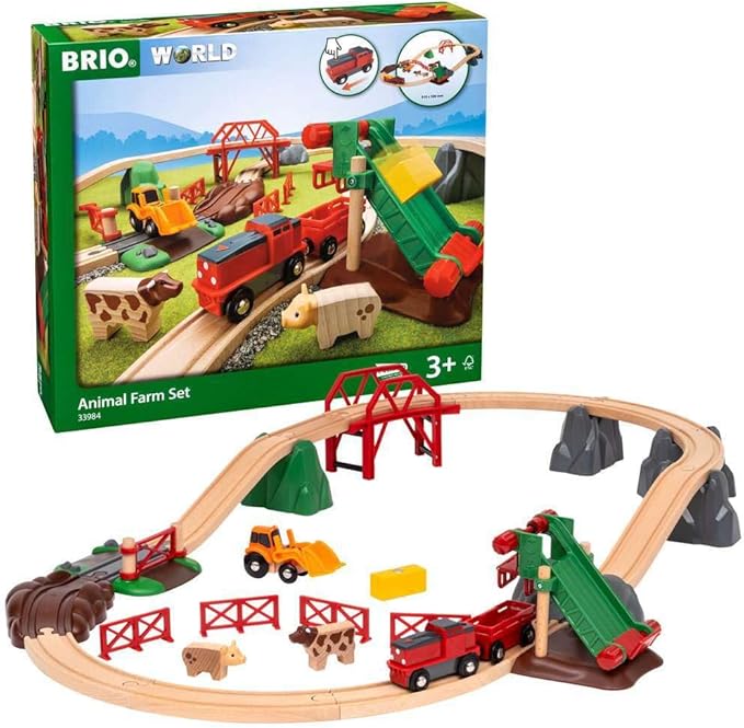 BRIO 33984 Animal Farm Set - Engaging Wooden Toy Train Set for Kids | Enhances Motor Skills | FSC-Certified Wood | Ideal for Ages 3 and Up