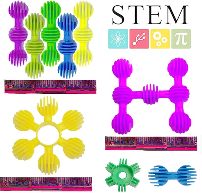 RAINBOW TOYFROG Star Flex STEM Building Toys - 70 Connector Blocks for Kids with Tote - Kindergarten STEM & Preschool Table Top Toys - Open Ended Building Blocks for Boys and Girls 3 Years Old & Up