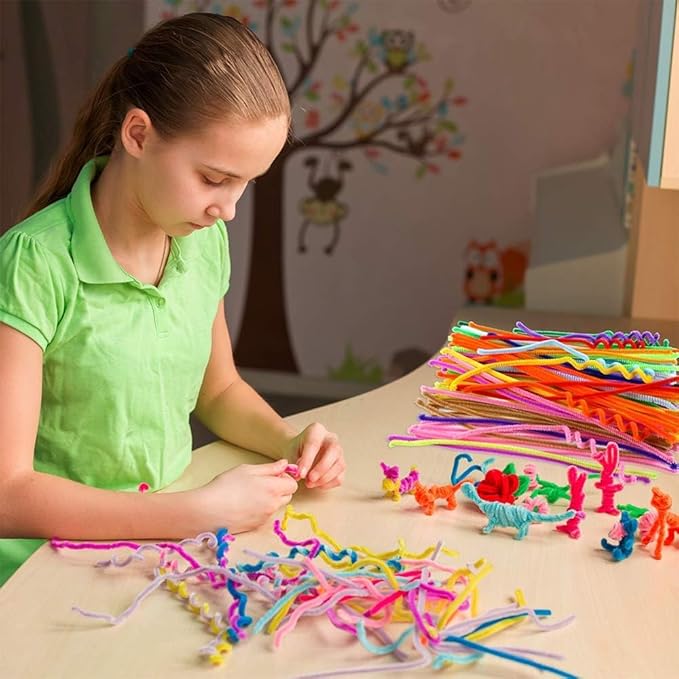 Caydo 1000 Pieces Pipe Cleaners Assorted 20 Colors Chenille Stems Bulk for Kids Art and Crafts Projects and Decorations(6 mm x 12 inch)