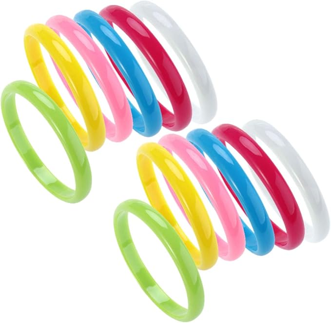 STOBOK Plastic Bangle Cute Candy Color Bracelets Party Favors Plastic Jewelry for Child Women Girl for Christmas 12pcs/Set