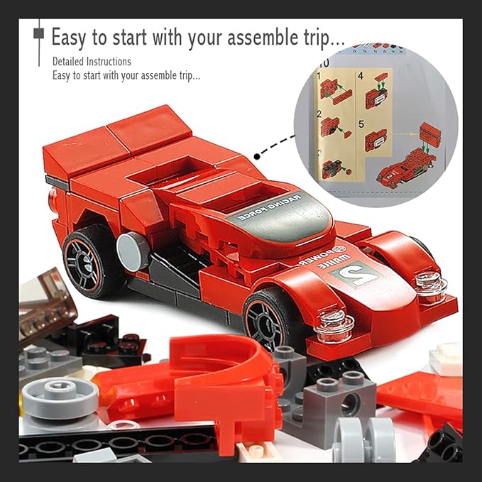 Pull Back Car Building Blocks Sets, Pull and Go, 3D Assembly Vehicles for Boys Building Block Car Toys Party Favor for Kids Age 6 7 8 9 10, 396 Pieces
