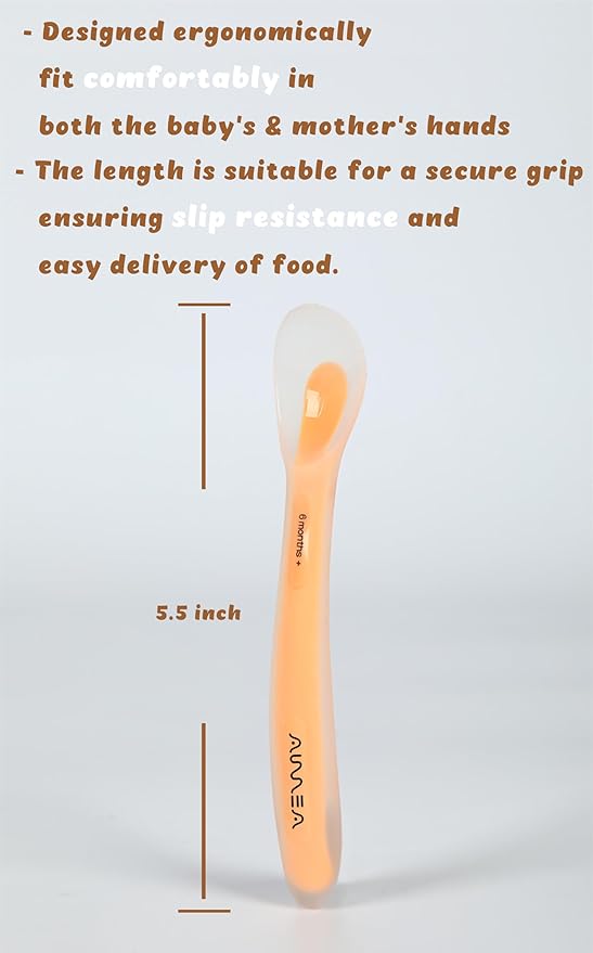 Baby Spoons, First Stage Feeding For Baby, Soft Silicone, Toddler spoon, Baby's First Foods Spoon Set with Travel Case, Gum-Friendly, Baby Gifts, Baby essentials, BPA Free,2-Pack