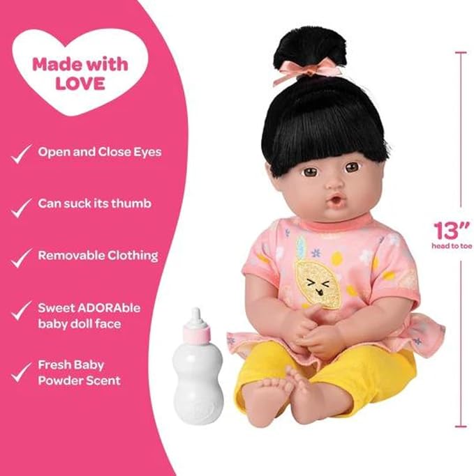 Adora Play Time Babies Collection, 13" Baby Doll with Doll Clothes and Accesories, Made with Sweet Baby Powder Scent, and GentleTouch Vinyl Body, Birthday Gift for Ages 1+ - Bright Citrus