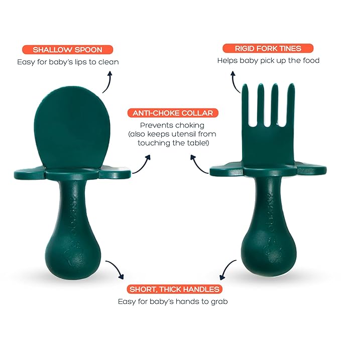 Grabease Baby Spoons Feeding Supplies Baby Led Weaning Supplies Toddler Utensils, BPA-Free & Phthalate-Free for Baby & Toddler, 1 Set, green