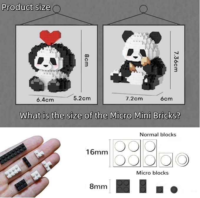 QMEAKMONY Mini Building Blocks Panda Sets Cute Micro Mini Panda Building Bricks for Adults Micro Nano Bricks Perfect Party Favors for Teenagers. (389 PCS)