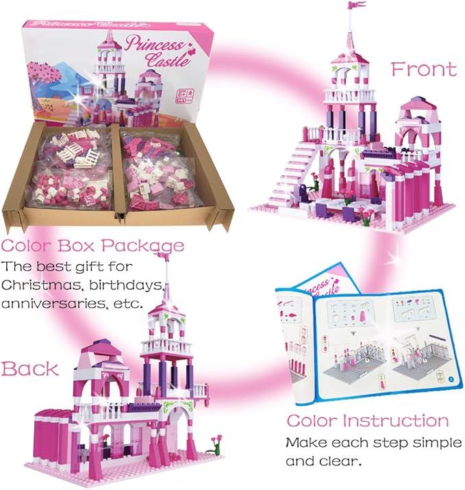 Girls Castle Building Blocks Toys for Girls 361 Pieces Princess Castle Construction Toys Set Building Bricks Toys for Kids Christmas Birthday Gift Education Building Blocks Toys