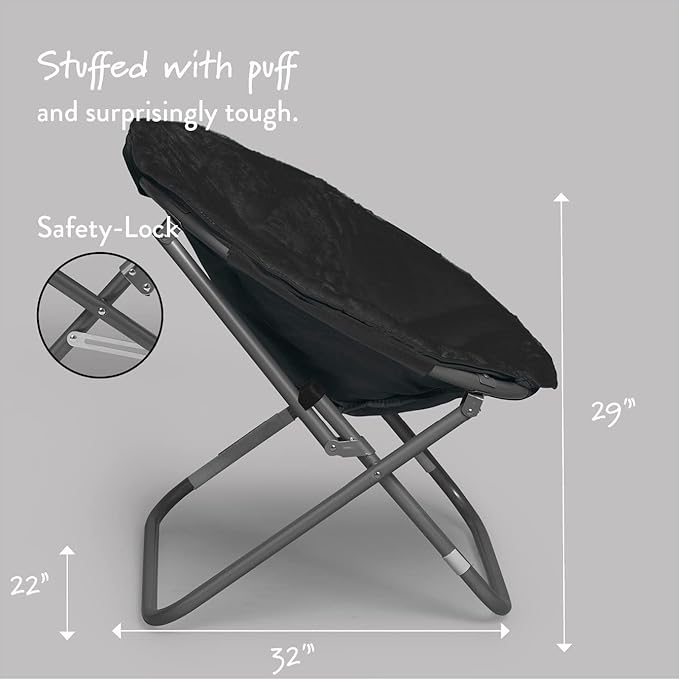 Urban Lifestyle Faux Fur Saucer Chair, One Size, Black