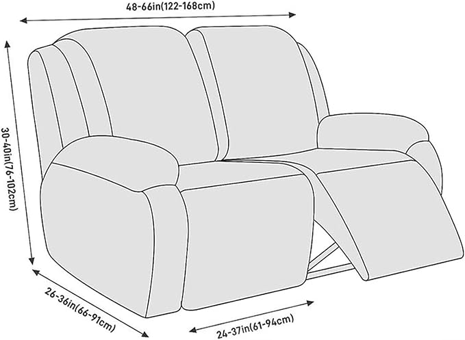 NORTHERN BROTHERS Recliner Loveseat Covers - Recliner Sofa Covers 2 Seater Loveseat Covers for Reclining Loveseat Recliner Cover, Dark Gray