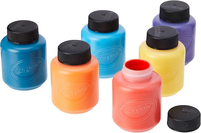 CRAYOLA 6 Acrylic Tempera Paints, Sunset Colours in Resealable Jars Ready to Use for School and Leisure /