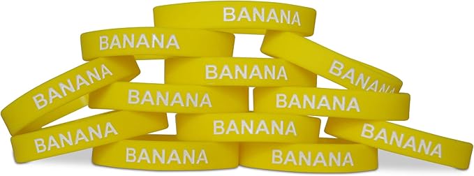 Novel Merk Banana Yellow Party Favor & School Carnival Prize Silicone Rubber Band Wristband Bracelet (12 pieces)