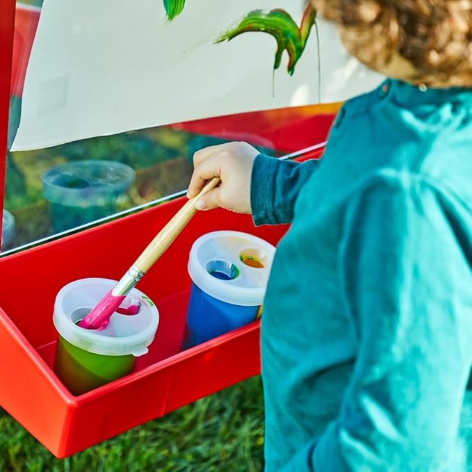 Colorations 4WAPE Adjustable Indoor-Outdoor Metal Frame Easel with Paint-on Acrylic Panels for Four Children