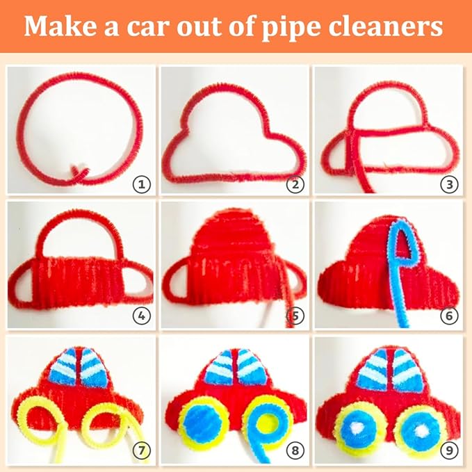 GAGANIU 500pcs Pipe Cleaners, Pipe Cleaners for Crafts, Craft Supplies Multicolor Chenille Stems for Art&Craft Christmas DIY Projects(Red)