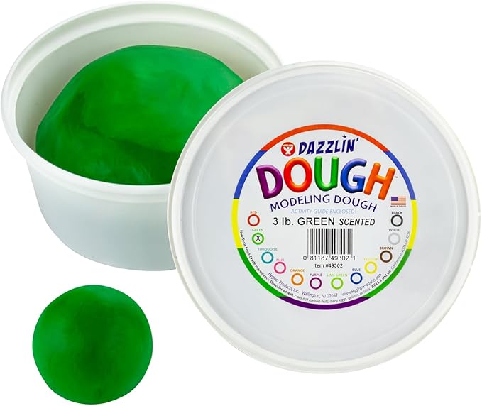 Hygloss Play Modeling Dough - Green Dough Scented - Safe & Non-Toxic for Kids Arts & Crafts - Party Favors - Classroom Supplies - 3lb