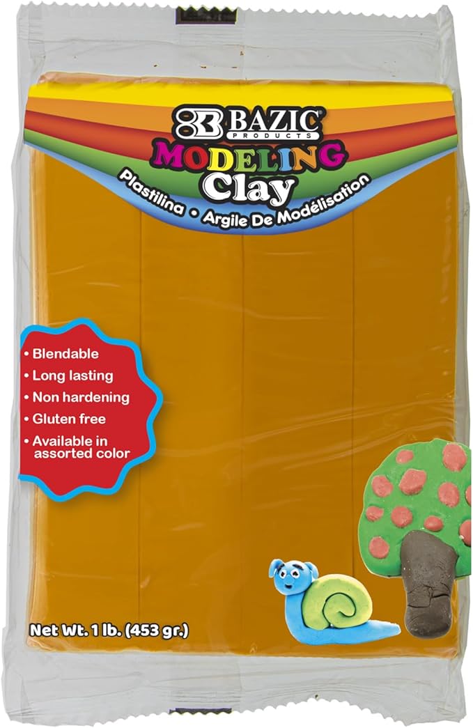 BAZIC Modeling Clay Orange Color 1 LB, Light Dough Art Craft, Non Toxic Gift for Artist Kids Toddler Boys Girls, Bulk for Classroom, 1-Pack