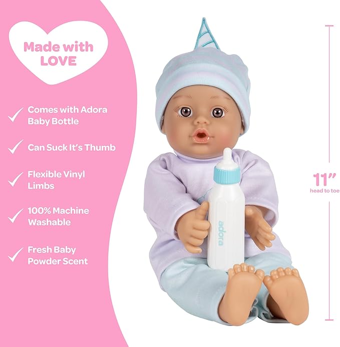 ADORA Soft Baby Doll, 11 inch Sweet Baby Puppy Cotton Candy, Machine Washable (Amazon Exclusive) 1+