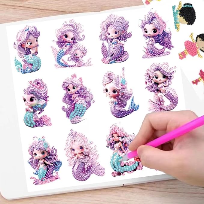 Diamond Art for Kids, Mermaid Gem Stickers,Diamond Painting Kits for Kids Ages 6-8 8-10 10-12