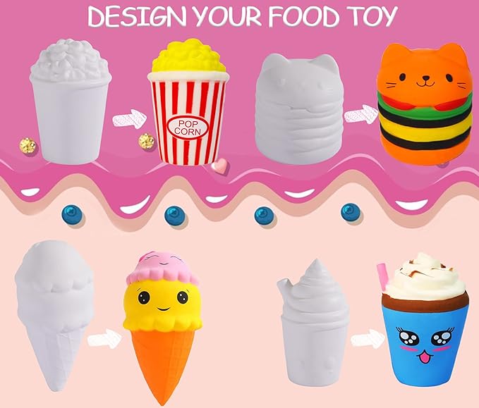 7Pcs Arts and Crafts for Girls,DIY Dessert Paint Your Own Squishies Kit!Gifts for Craft Lovers Kids Top Christmas Toys.Jumbo Slow Rise Squishies Stress Relief for Adult,with Decorating Stickers