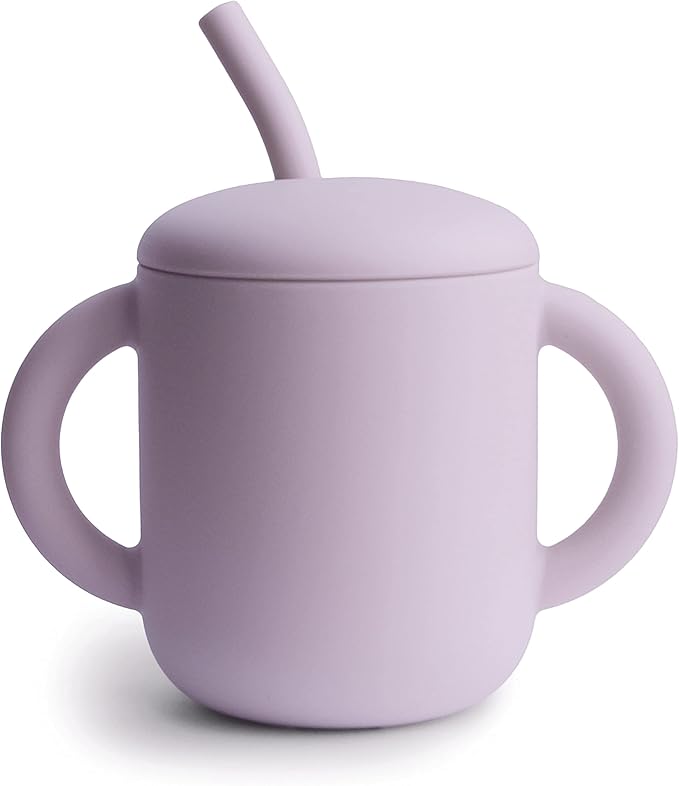 mushie 100% Silicone Training Cup & Straw for Toddlers | 6 Months+ (Soft Lilac)