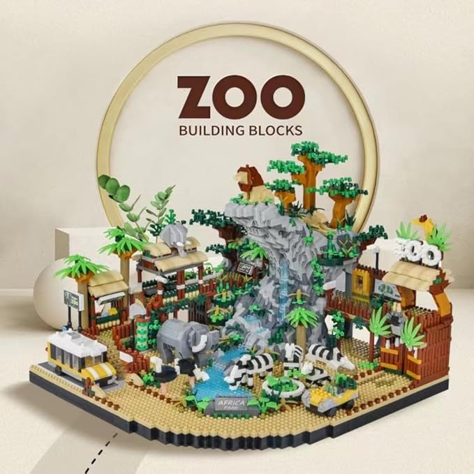 Zoo Building Model Set, 4800 Pcs Desert Zoo Micro Building Toys, Creative Zoological Park Building Model Set, Micro Particle Modular Building House Set, Gift for Adult and Kids (823)