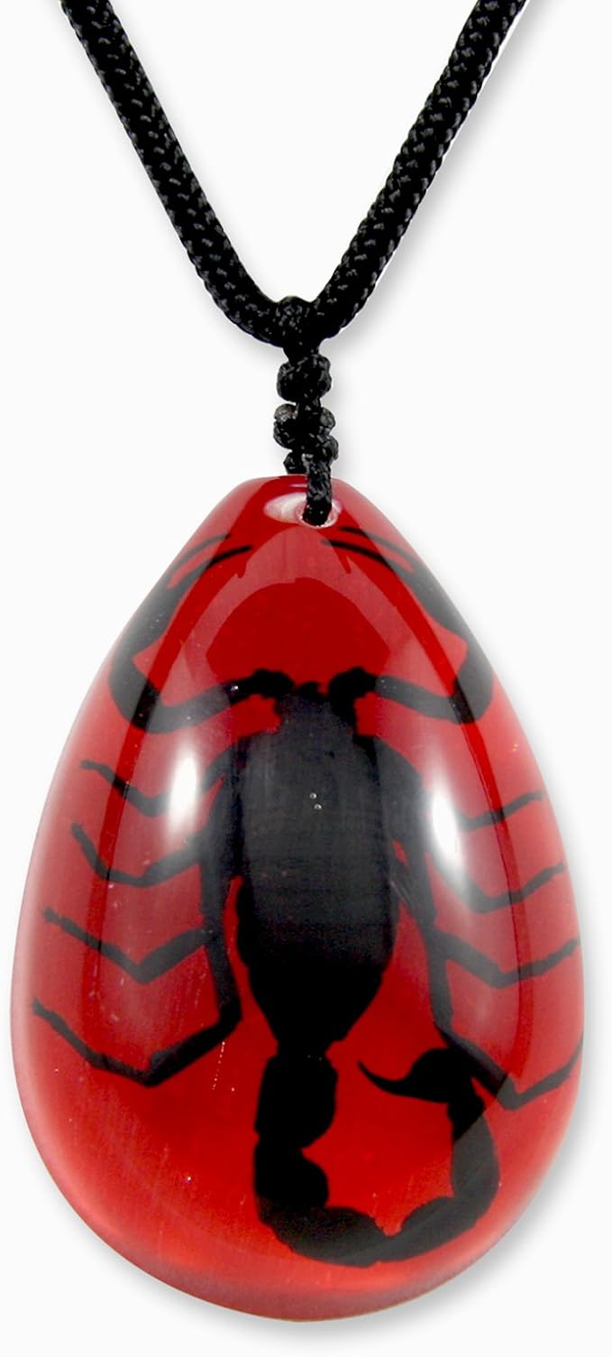 REALBUG Black Scorpion Necklace, Red, Large