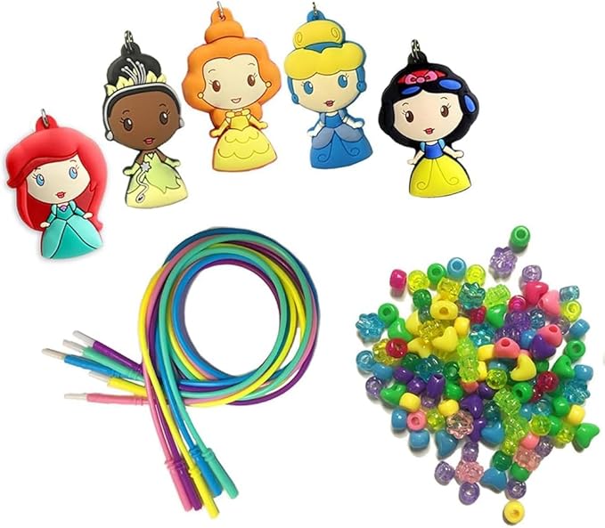 Disney Princess Necklace Activity, 160-Piece Jewelry Making Kit, Preschool Arts and Crafts, Kids Toys for Ages 3 Up