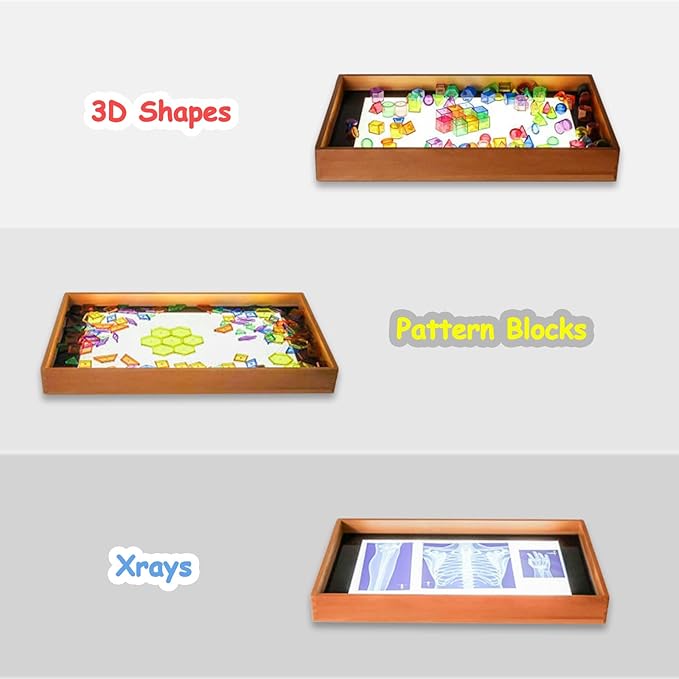 Wooden Sand Painting Light Box - Light Table for Kids, Encourages Creativity and Collaboration - 3 Color Temperature, 22"