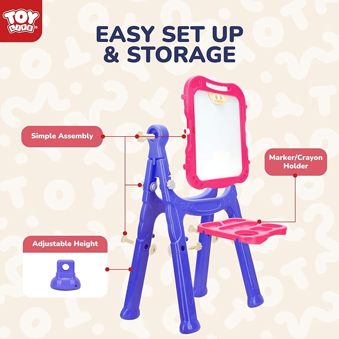 STEAM Life Easel for Kids Art Easel for Toddler Easel - 4in1 Double-Sided Large Magnetic Board Kids Chalkboard Easel Drawing White Board for Kids Magnetic Letters Numbers Christmas Gift for Kids Girls