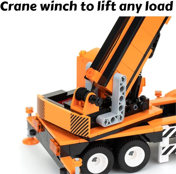Mobile Crane Building Block Set (475pcs) and Construction Tower Crane. Two Building Kits in one Set! Toy Blocks Suitable for Boys and Girls.