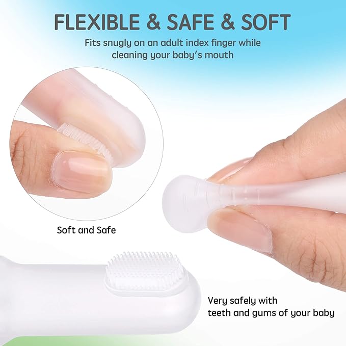 Jochebed Baby Finger Toothbrush for Training Teething - Infant & Toddles & Kids Teeth Brush Soft Babies Tooth Brushing Oral Cleaning Massager to Train Your Child Healthy Oral Habits -3 PCS