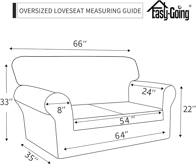 Easy-Going Waterproof Oversized Loveseat Covers Leakproof Couch Cover for 2 Cushion Couch Sofa Cover Washable Sofa Slipcover Non-Slip Furniture Protector with Pocket for Pets (Medium-XL, Chocolate)