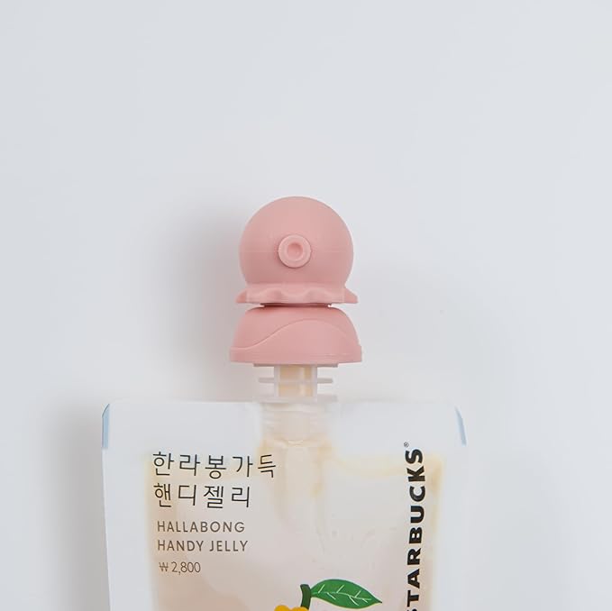 Octopus | Blue, Pink | SoftSip Food Pouch Toppper | 2EA + Travel Case | Prevent Spills & Leakage | Protect Child Baby Toddler Mouth | Food Grade Silicone Reusable | Baby Led Weaning | BPA Free