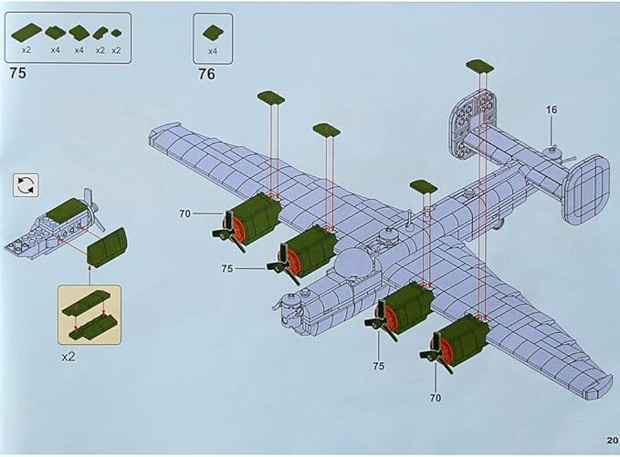 Feleph B-24 Liberator Bomber Aircraft Model Kit Airplane 788 Pieces Blocks WW2 Military Building Set for Kids Ages 6+ Compatible with Major Brands