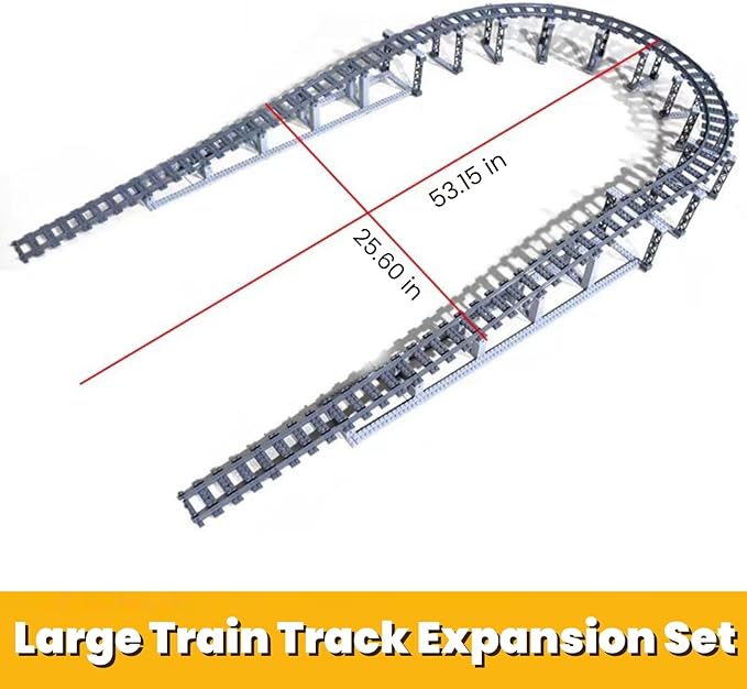 Finger Rock City Train Tracks Building Block Set, 212 Pcs Flexible Rails Train Track Railroad Expansion Accessory Set for Kids, Uphill and Downhill, Straight Curved Tracks