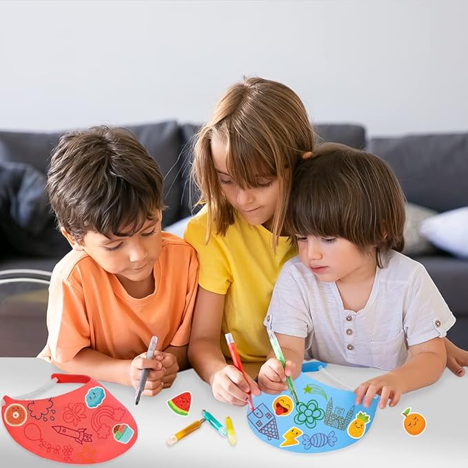 ArtCreativity Foam Sun Visors for Women, Assorted Color Set of 12, Visor for Kids Age 3+, 3 Pc of Each Color – Blue, Red, Purple & Pink, Great for Kids, Class Field & Camping Trips, Carnival Prize