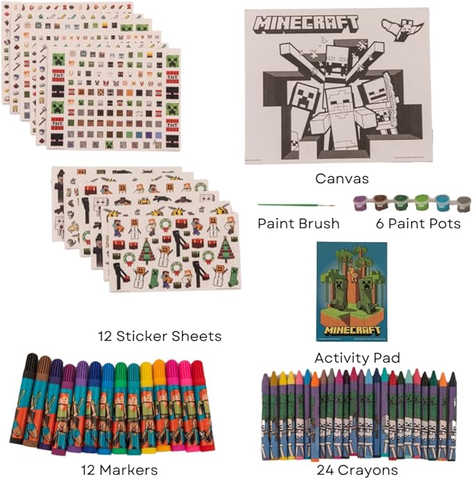 Innovative Designs Minecraft Creative Coloring Canvas Painting and Activity Set for Kids, 1000+ pcs