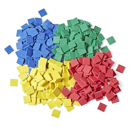 hand2mind Foam Square Color Tiles, Color Sorting, Math Counters for Kids, Counting Manipulatives, Colored Foam Squares, Math Manipulatives, Bingo Chips, Game Tokens, Tiles Learning (Set of 400)