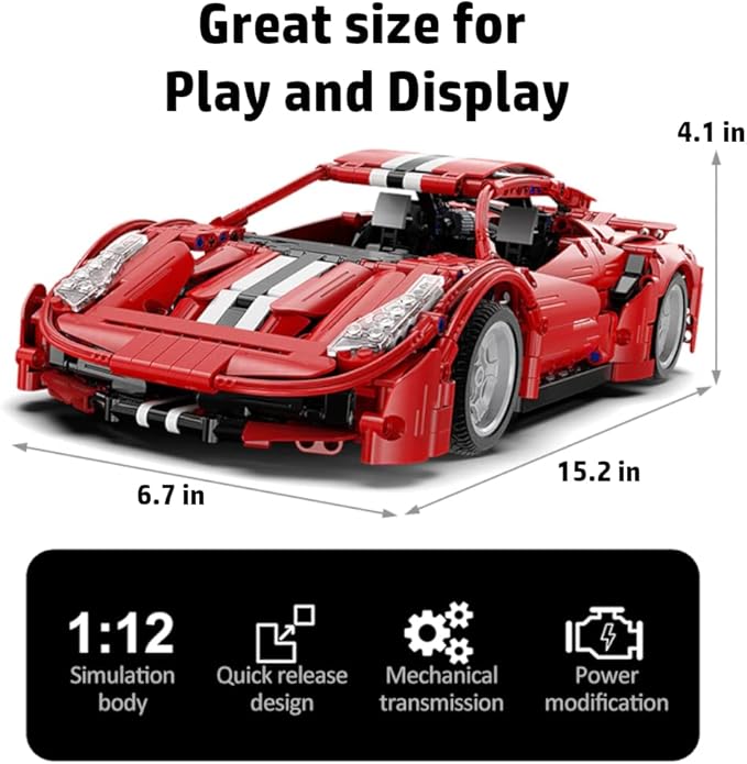 WISEPLAY Car Building Kits for Adults and Kids - Collectible Car Models Kits to Build for Adults and Kids -Technic Set 1:12 Scale 1126 Pieces - Great Birthday Gift for Adults, Teenagers and Kids