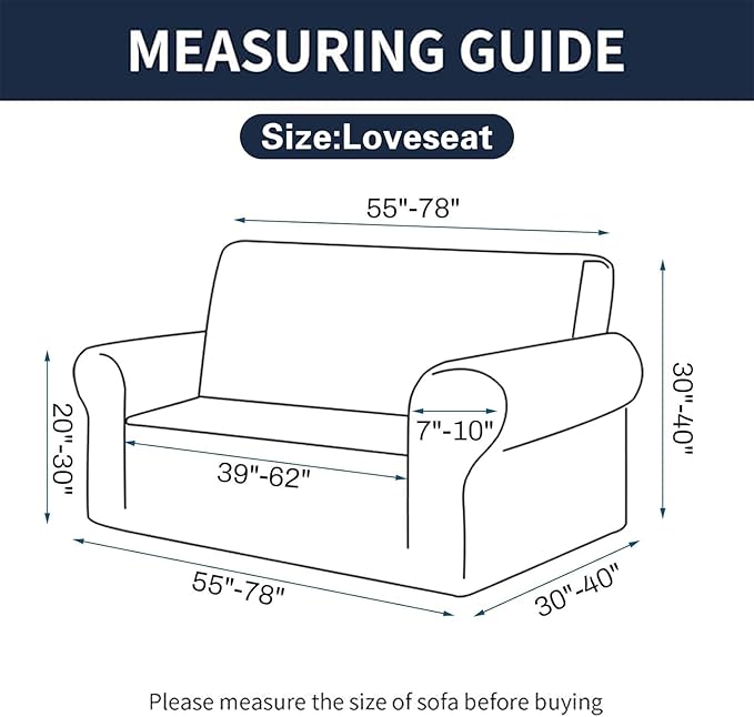 2025 New Stretch Loveseat Sofa Slipcovers Couch Cover for 2 Cushion Furniture Protector Sofa Covers with Elastic Bottom Jacquard Fabric Small Checks for Pets, Kids - Charcoal