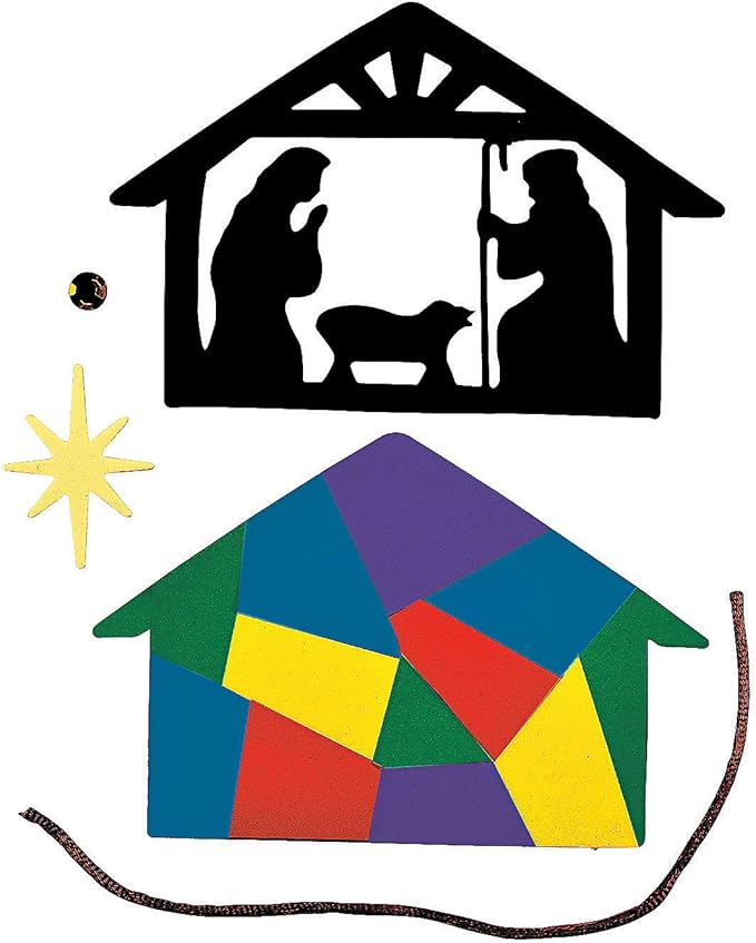 Nativity Silhouette Foam Ornament Craft Kit - Makes 12 - Sunday School Religious Crafts for Kids and Fun Home Activities