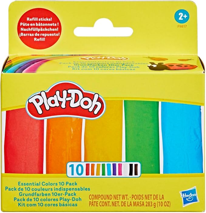 Play-Doh Essential Colors 10 Pack of Refill Sticks, Great for Classrooms and Party Favors, Kids Arts and Crafts Toys for 2 Year Olds and Up