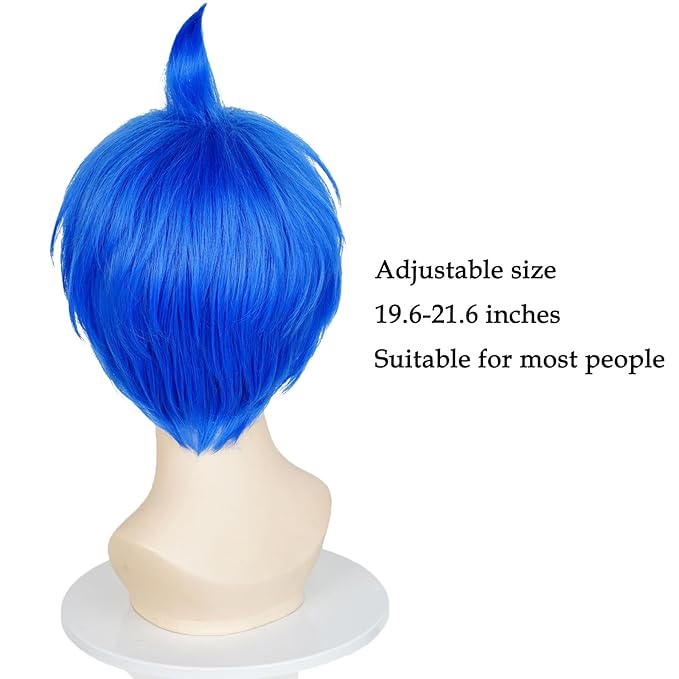 Probeauty Short Blue Wig for Kids Child Layered Anime Costume Wig for Halloween Cosplay Party