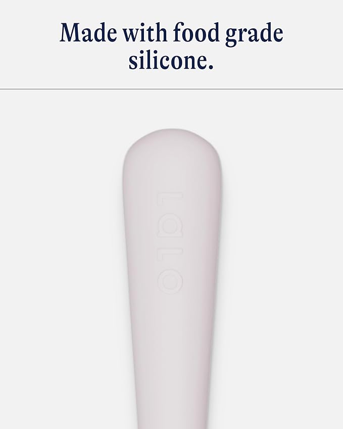 Lalo Little Spoon Set - 2 Piece Baby Spoons Set for Infants & Babies - Made From Food Grade Silicone Dishwasher Safe - Baby Feeding Essentials for Early Stage Mealtime - Lavender